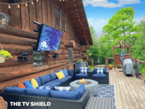 The TV Shield climate control outdoor TV cabinet gif giphy